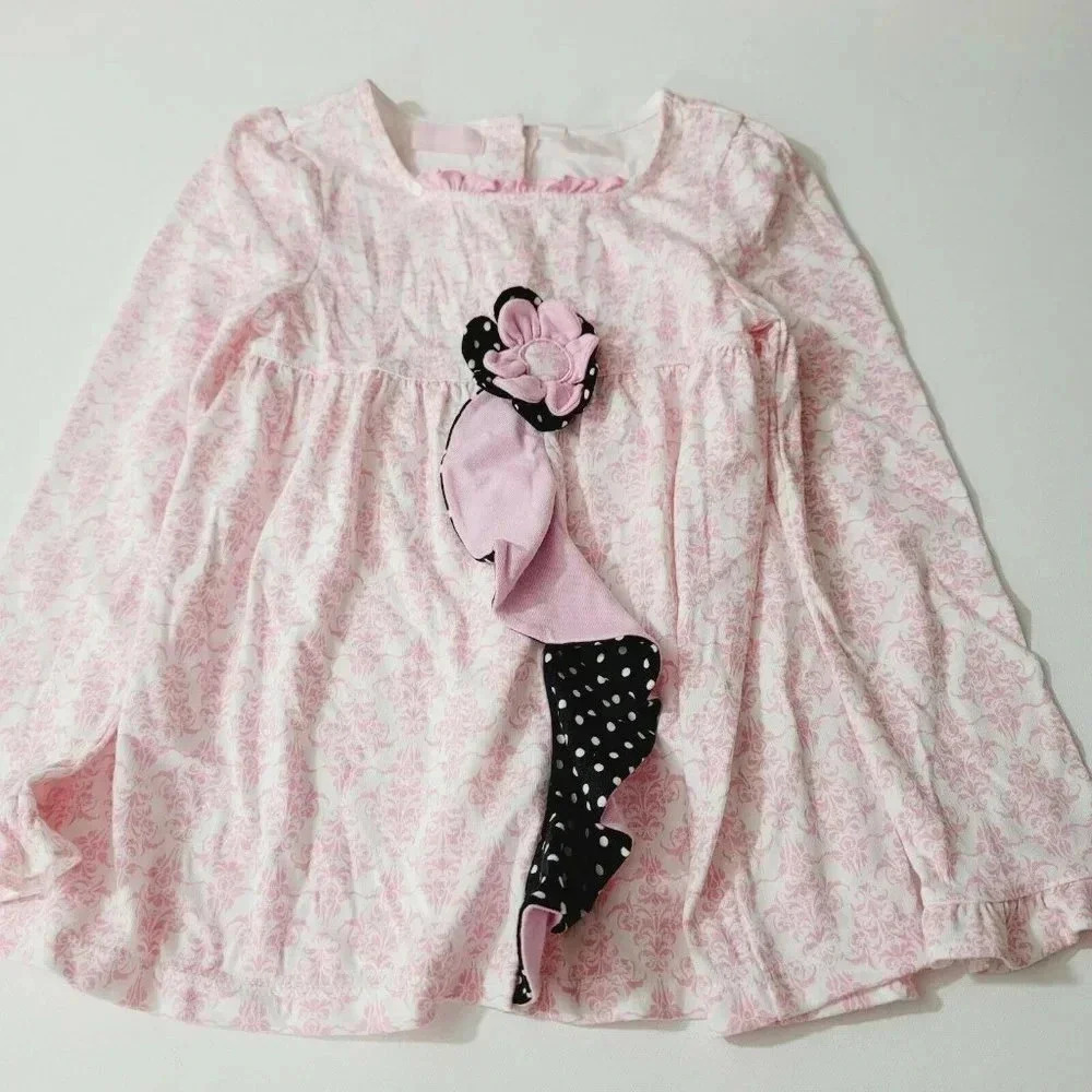 Headquarters Girls Top Sweatshirt Long Sleeve White/Pink Size 6